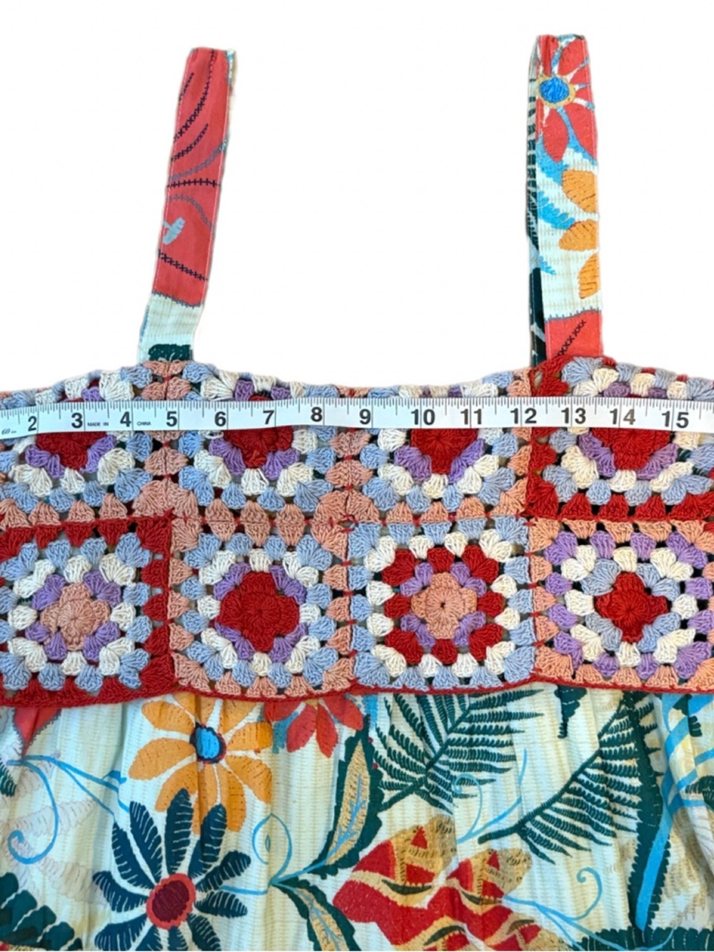 FARM Rio X Anthropologie Crochet Bodice Tropical Coastal Mini Dress - Picture 5 of 12